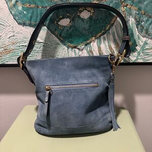 Coach Blue Suede Shoulder Bag